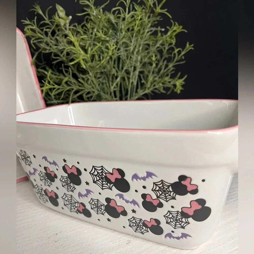 Disney Minnie Mouse Spider Web Casserole Dish Set & Loaf Pan NWT